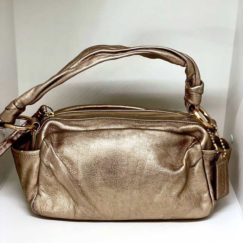 COACH💥VINTAGE~RARE💥Parker Leather Zip Nickel Shoulder Bag 13465